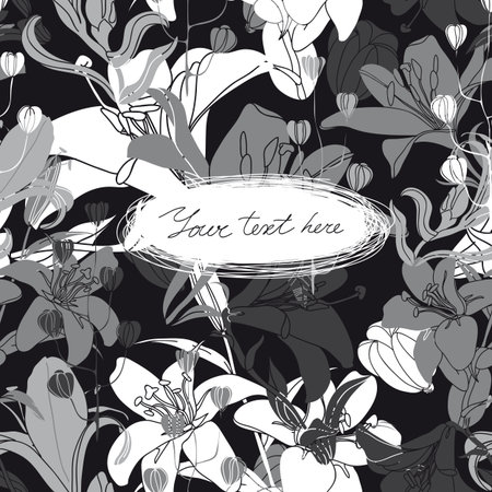 Vector Floral card with place for your text. Stylish background with flower.のイラスト素材