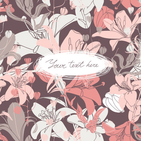 Vector Floral card with place for your text. Stylish background with flower.のイラスト素材
