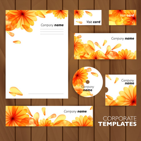 Corporate identity business set design. Abstract background with flowers. Vector illustration.のイラスト素材