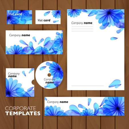 Corporate identity business set design. Abstract background with flowers. Vector illustration.のイラスト素材