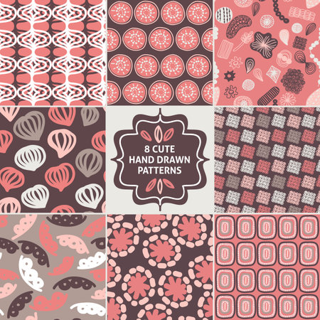 Vector seamless simple pattern set. Modern stylish texture. Repeating abstract background.のイラスト素材