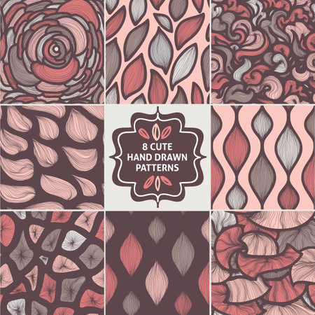 Vector seamless simple pattern set. Modern stylish texture. Repeating abstract background.のイラスト素材
