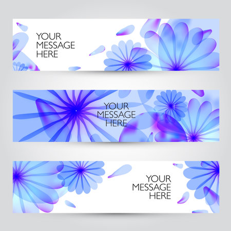 Vector banners set. Floral and plant backgrounds collection.のイラスト素材