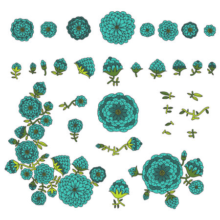 Hand Drawn floral elements. Set of flowers can be used for graphic and web design, decorations.のイラスト素材