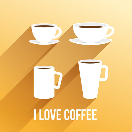 Vector llustration with coffee cups. Flat icons set.のイラスト素材