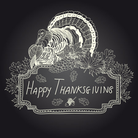 Vector hand drawn Thanksgiving background. Thanksgiving banner.のイラスト素材