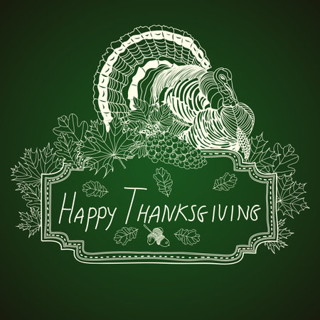 Vector hand drawn Thanksgiving background. Thanksgiving banner.のイラスト素材