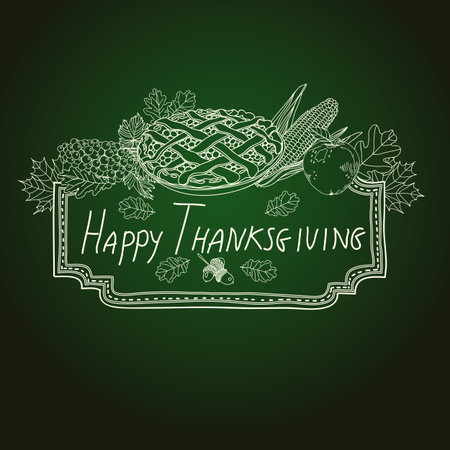 Vector hand drawn Thanksgiving background. Thanksgiving banner.のイラスト素材