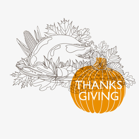 Vector hand drawn Thanksgiving background. Thanksgiving banner.のイラスト素材