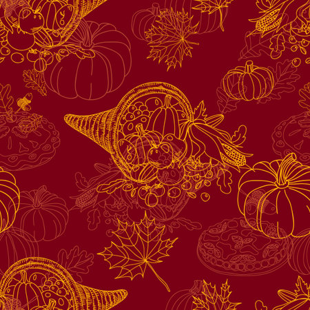 Vector seamless Thanksgiving pattern. Repeating abstract background.のイラスト素材