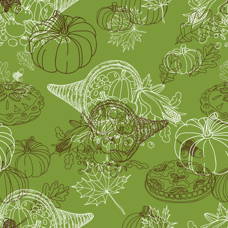 Vector seamless Thanksgiving pattern. Repeating abstract background.のイラスト素材