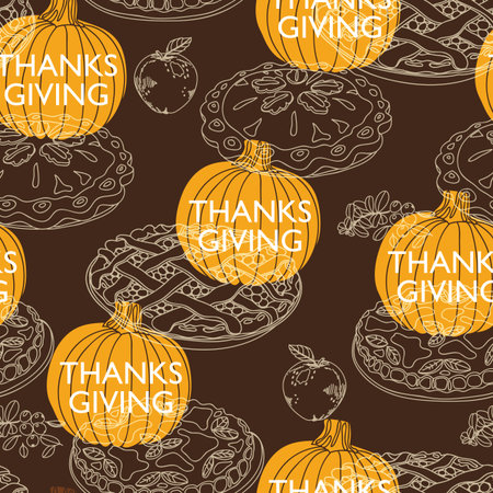 Vector seamless Thanksgiving pattern. Repeating abstract background.のイラスト素材