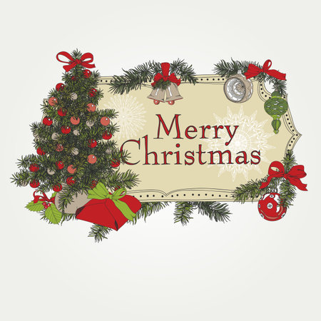Hand drawn Christmas banners. のイラスト素材