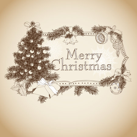 Hand drawn Christmas banners. のイラスト素材