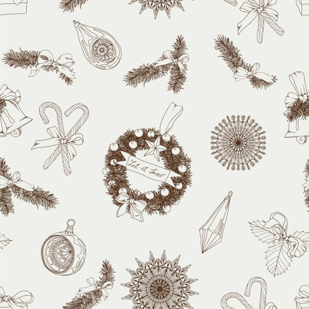 hand drawn Christmas pattern.のイラスト素材