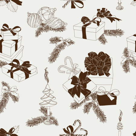 hand drawn Christmas pattern. のイラスト素材