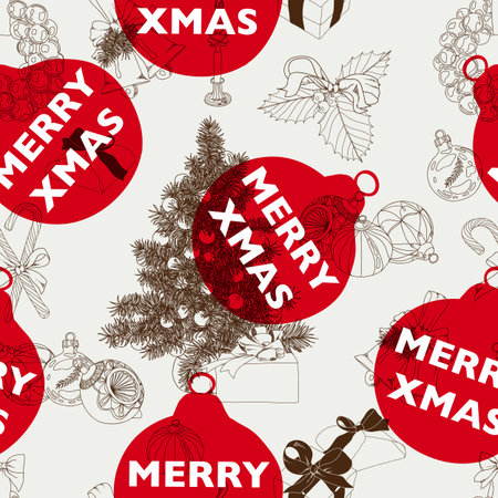 hand drawn Christmas pattern. のイラスト素材