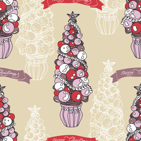 hand drawn Christmas pattern.のイラスト素材
