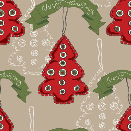 Vector hand drawn Christmas pattern. Vintage Seamless christmas background.のイラスト素材