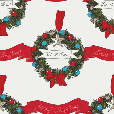 hand drawn Christmas pattern. のイラスト素材