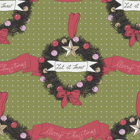 hand drawn Christmas pattern. のイラスト素材