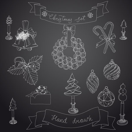 hand drawn christmas set. のイラスト素材