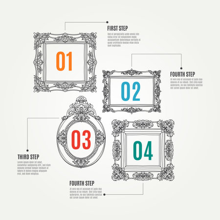 Vector hand drawn infographic elements with picture frames.のイラスト素材