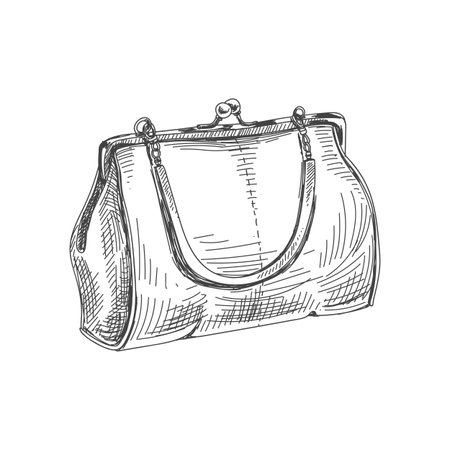 Beautiful vector hand drawn vintage bag Illustration. Detailed retro style image. Sketch element for labels and cards design.のイラスト素材