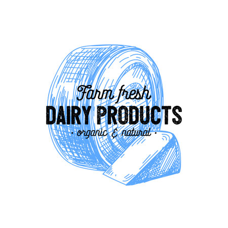 Beautiful vector hand drawn dairy label.のイラスト素材