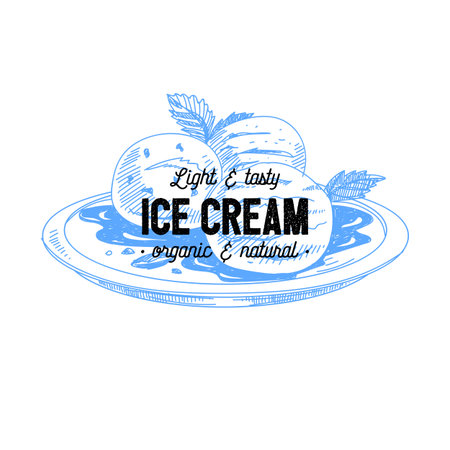 Beautiful vector hand drawn dairy products logo. Detailed retro style illustration. Vintage sketch for labels design.のイラスト素材