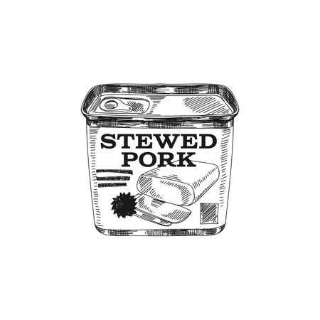Beautiful vector hand drawn meat products Illustration. Detailed retro style image. Vintage sketch element for labels, packaging and cards design. Modern background.のイラスト素材