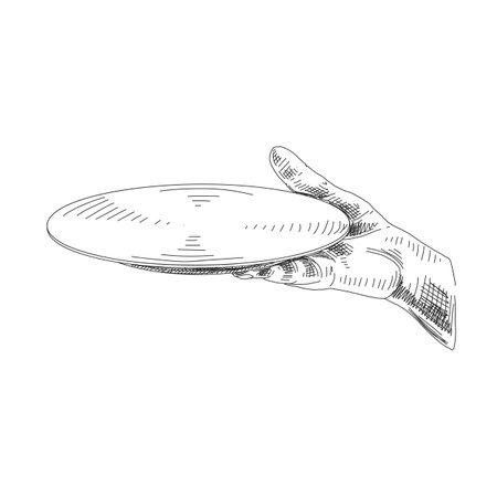 Hand holding plate hand drawn sketchのイラスト素材