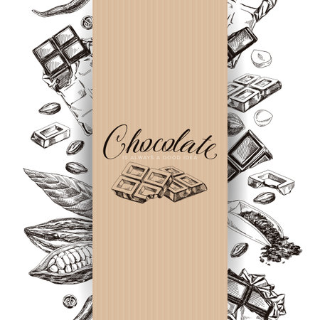Chocolate hand drawn retro vector wrapping designのイラスト素材