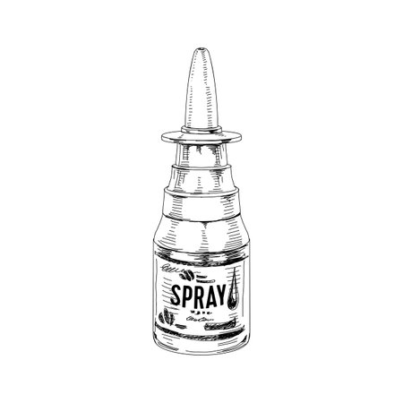 Medical nasal spray bottle on whiteのイラスト素材