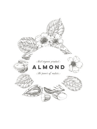 Almond round composition posterのイラスト素材