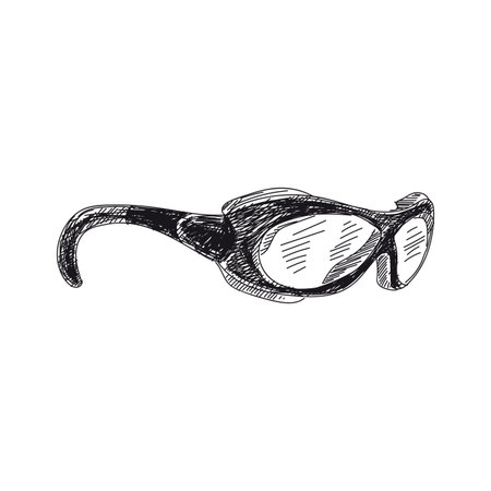 Hiking sunglasses hand drawn black and white vector illustration.のイラスト素材