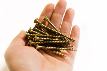 many screws on a white background. isolated.