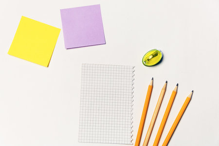 stickers, record sheets and pencilsの写真素材