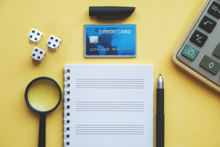 planning expense for the future with credit card and calculate and noteの写真素材