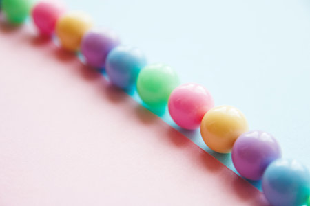 bright gently spring colored beads.の写真素材