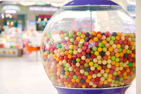 multi-colored chewing gum with many flavors in the device.の写真素材