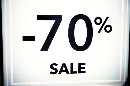 Seasonal discounts in stores, sale, Black Friday and shopping concept. discount 70 percent discount...