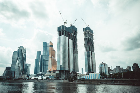 Scenic view of the skyscrapers of the Moscow city International business center, Moscow Skyline, Moscow, Russia, June 2020.のeditorial素材
