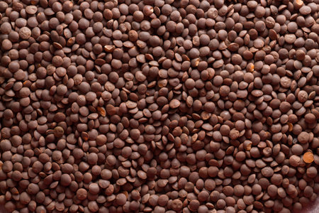 background of red lentils. scattered red lentils.