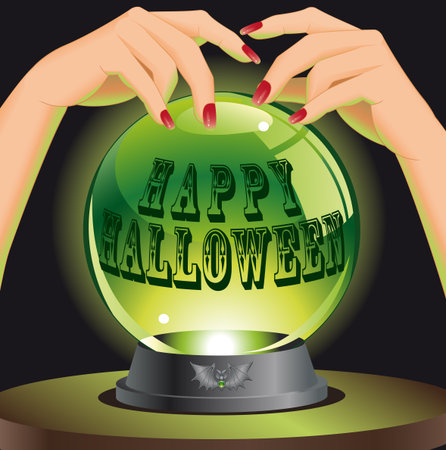 Happy Halloween background with magic sphere. Vector illustration.のイラスト素材