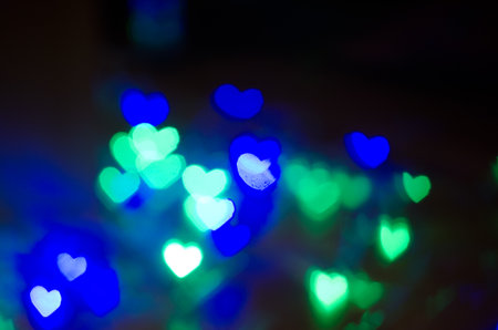 heart bokeh background in lights for christmasの写真素材
