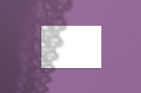 Blank white horizontal paper sheet 5x7 inches with shadow overlay. Modern and stylish greeting card...