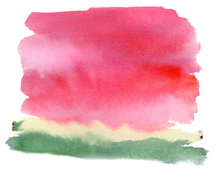 Juicy watermelon texture hand painted in watercolor.の写真素材