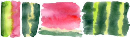 Juicy watermelon texture hand painted in watercolor.の写真素材