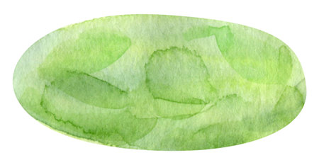 Hand Drawn Watercolor Green Field, Hillの写真素材